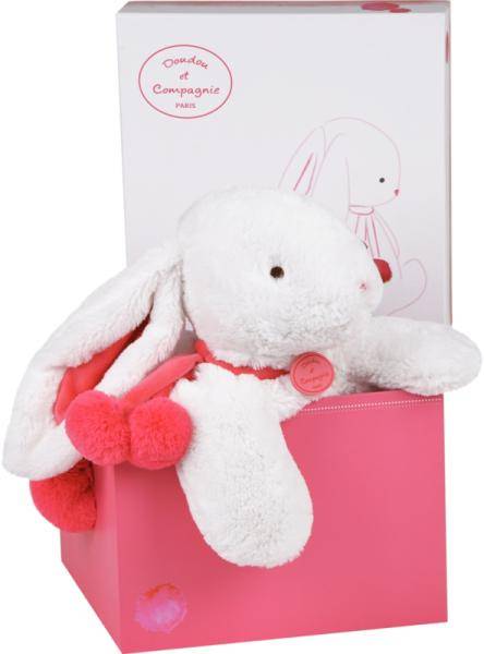 Doudou et Compagnie Peluche Lapin Pompon Fraise - 50 cm